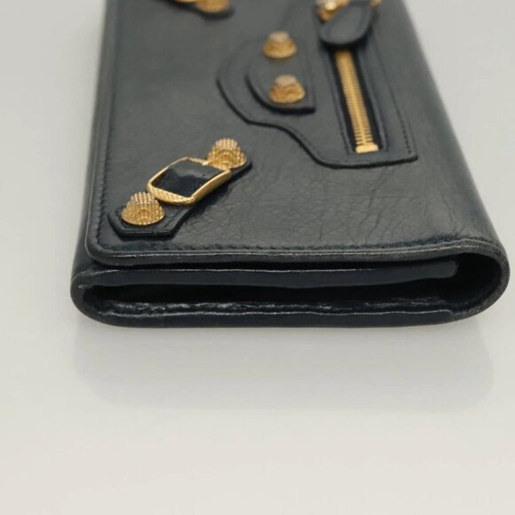 BALENCIAGA Giant Money Long Wallet Leather Navy - Picture 4 of 16